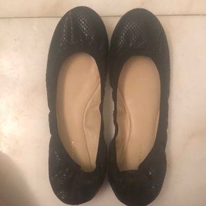 BCBG Black Moneli Ballet Flats Size 9.5 Snakeskin!